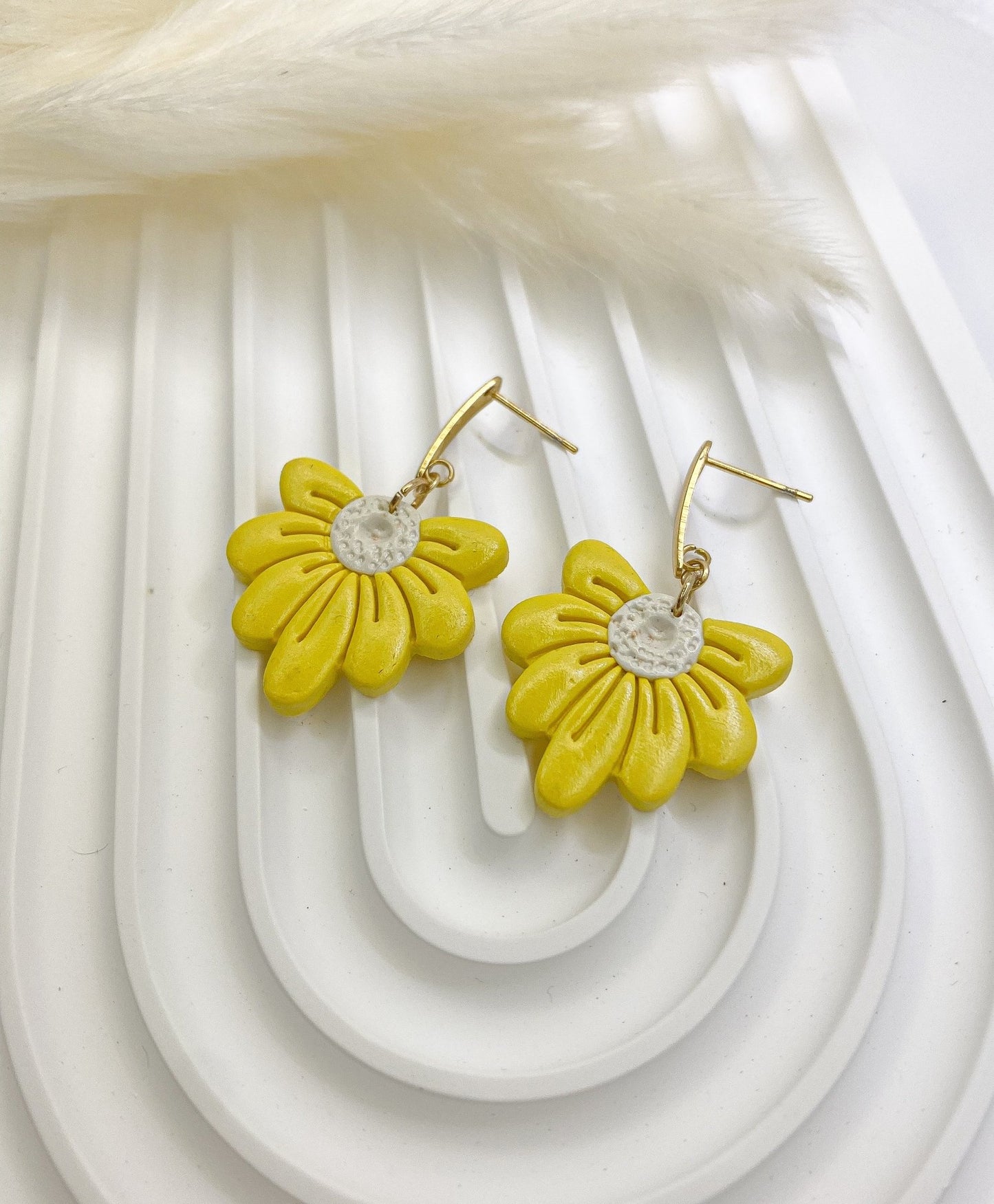 Amber Glow - Handmade Polymer Clay Earrings