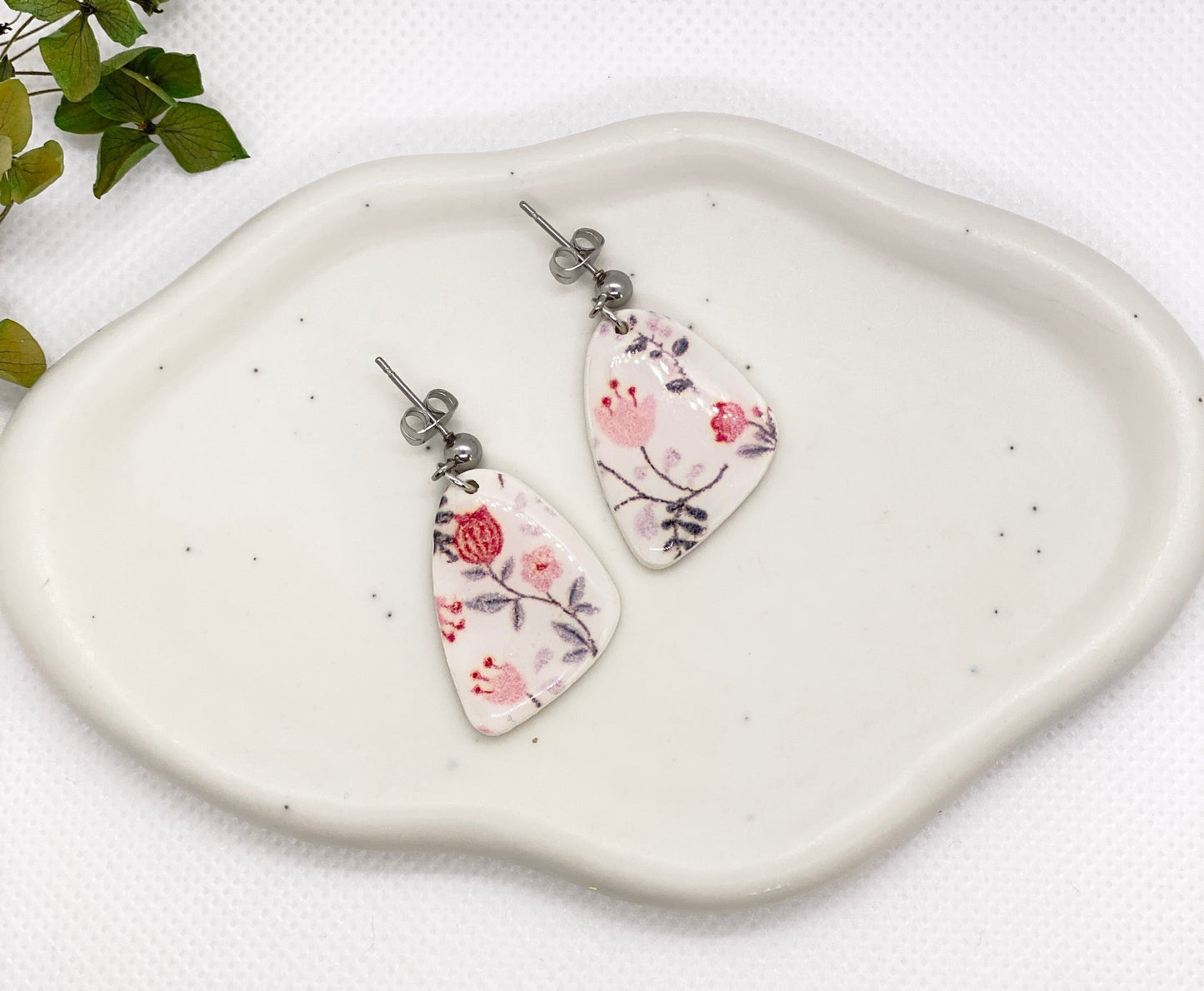 Floral Whisper - Handmade Polymer Clay Earrings