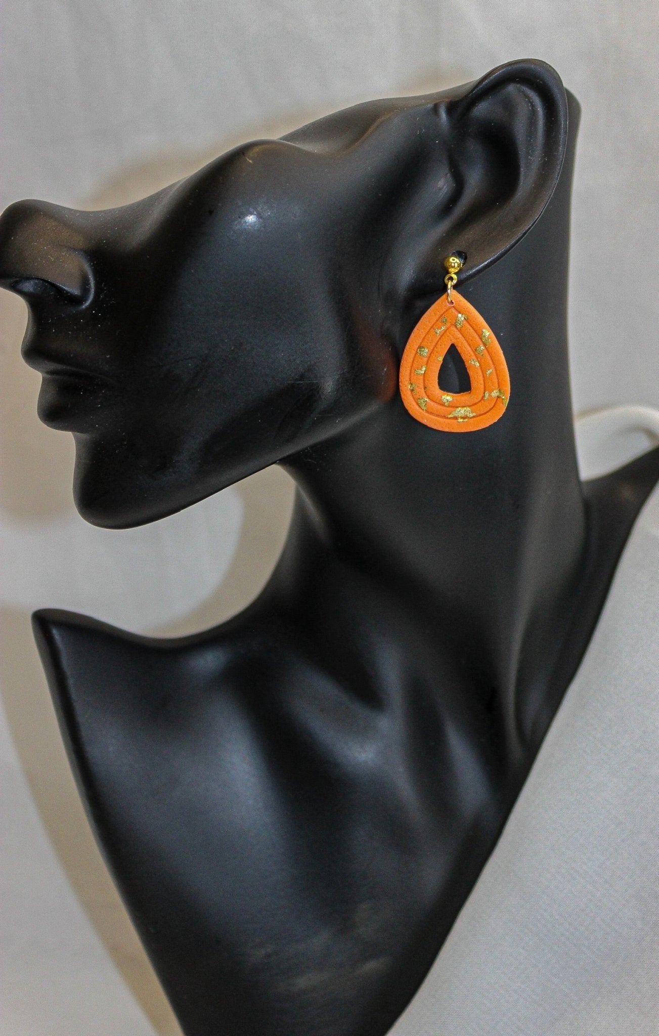 Golden Ember - Handmade Polymer Clay Earrings