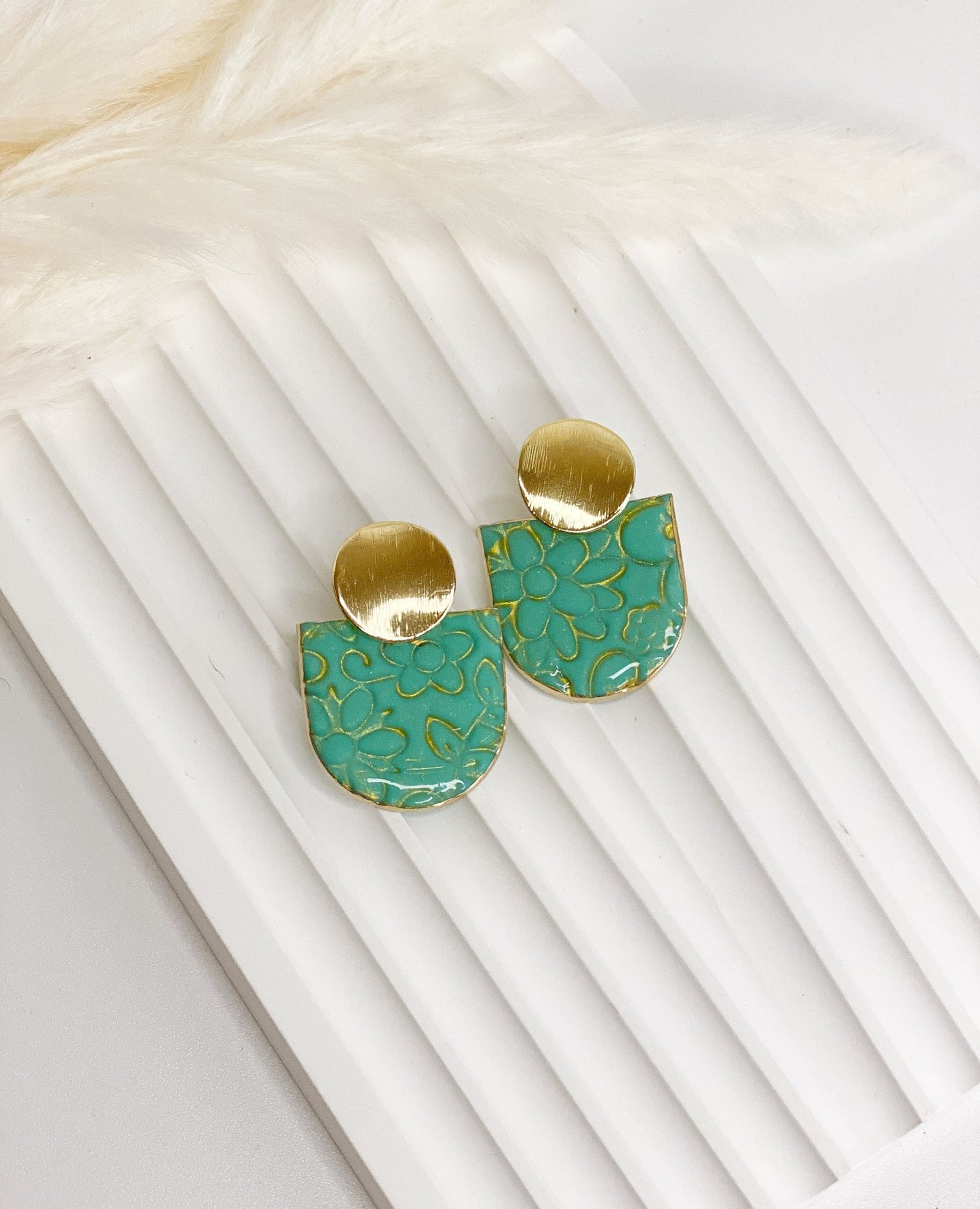 Golden Petal - Handmade Polymer Clay Earrings