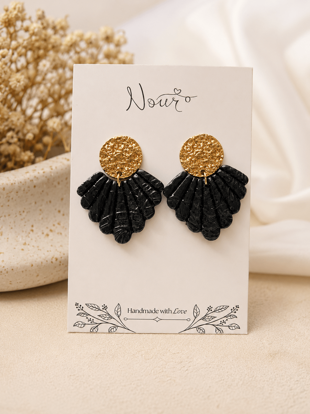 Midnight Shell - Handmade Polymer Clay Earrings