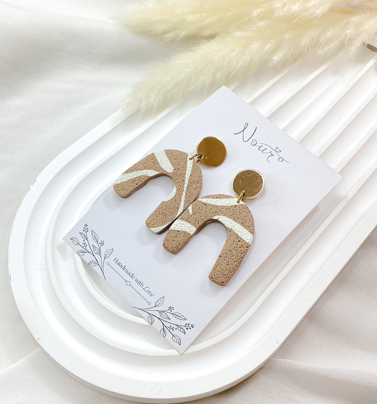 Mocha Marble - Handmade Polymer Clay Earrings