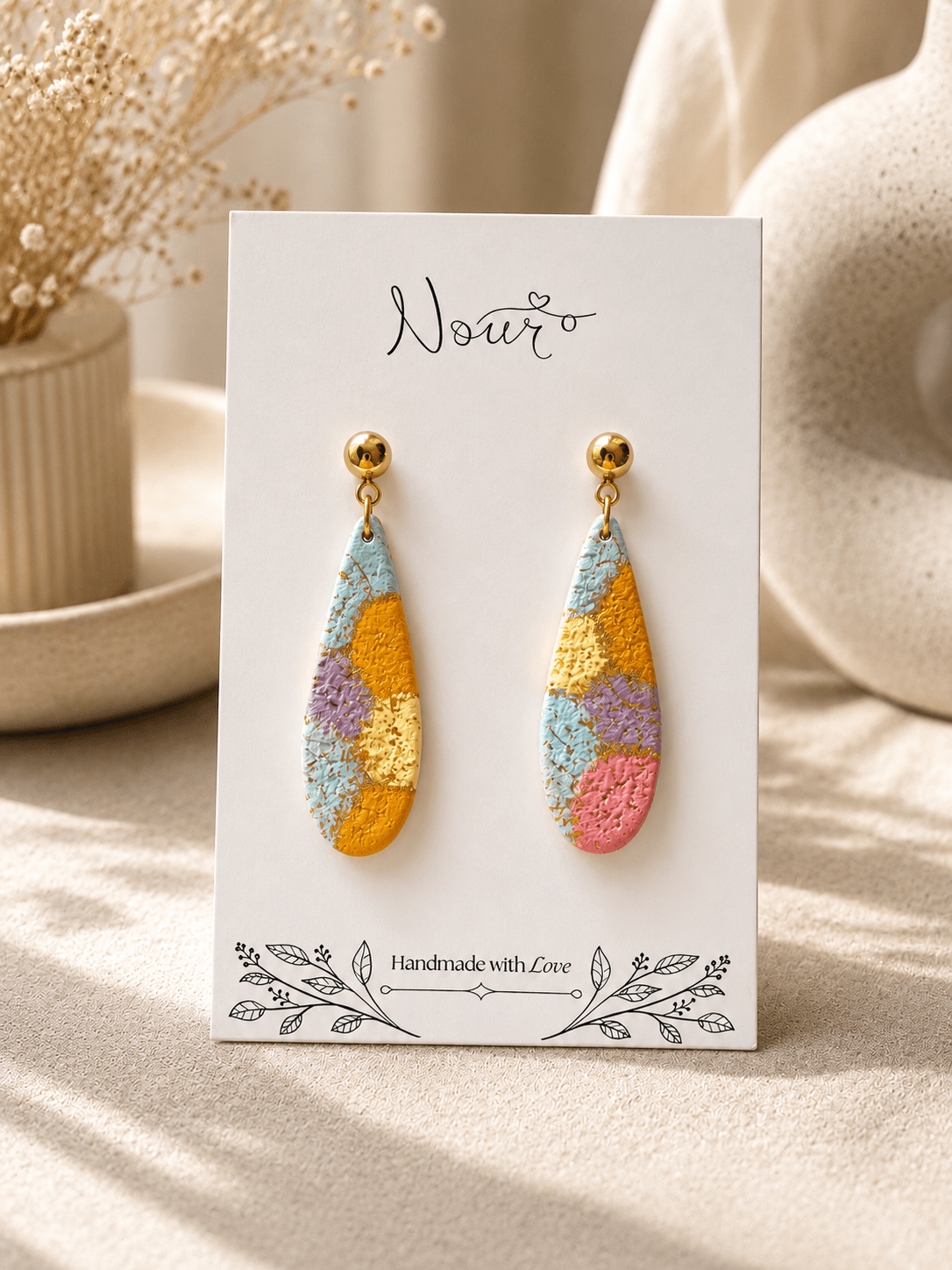 Pastel Mosiac 1 - Handmade Polymer Clay Earrings