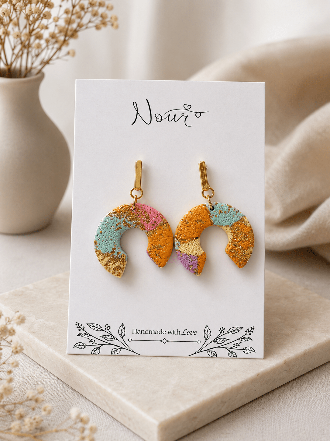 Pastel Mosiac - Handmade Polymer Clay Earrings