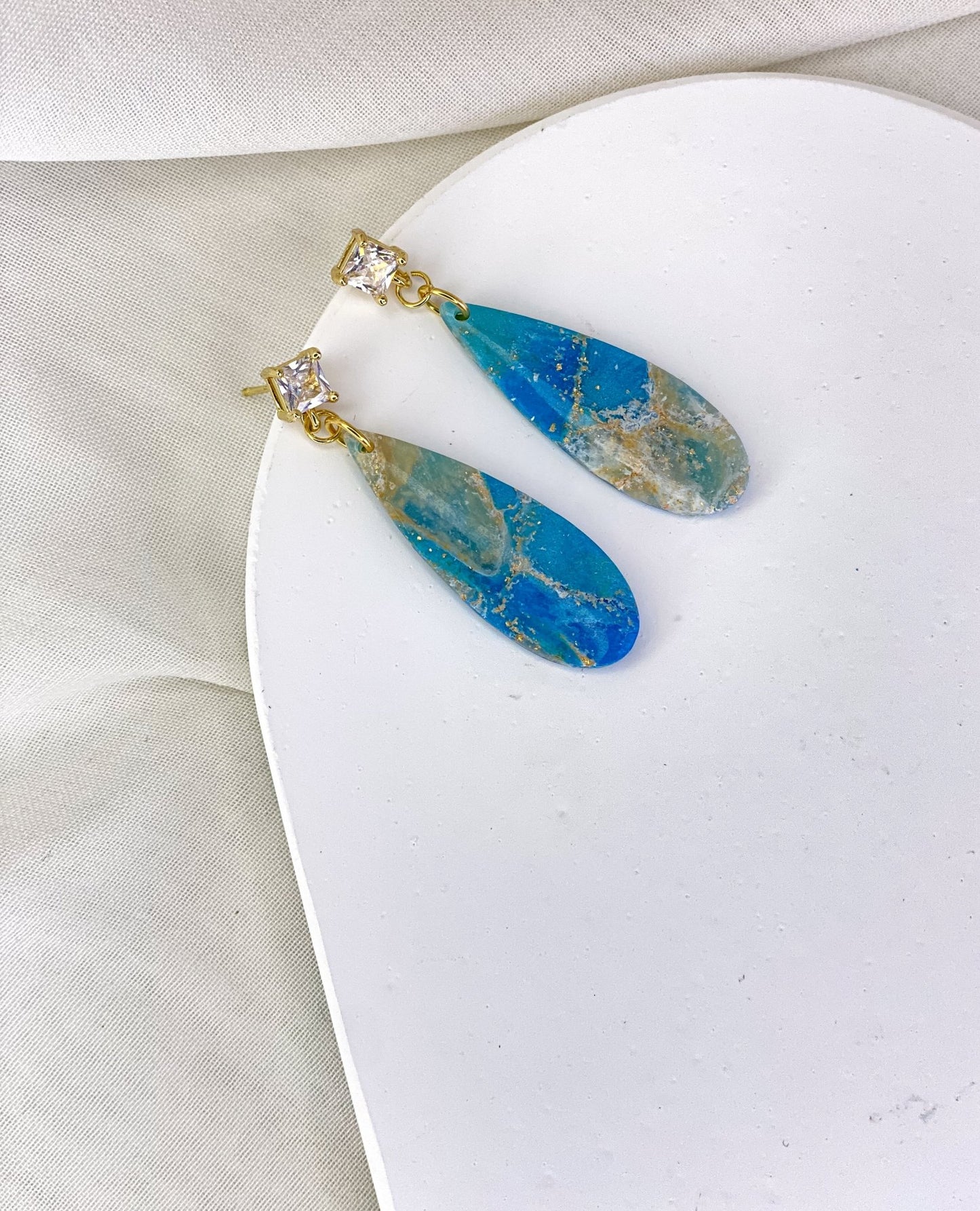 Shoreline Glow - Handmade Polymer Clay Earrings