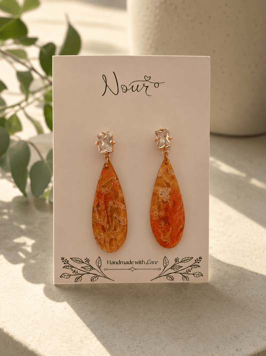 Amber Glow - Handmade Polymer Clay Earrings