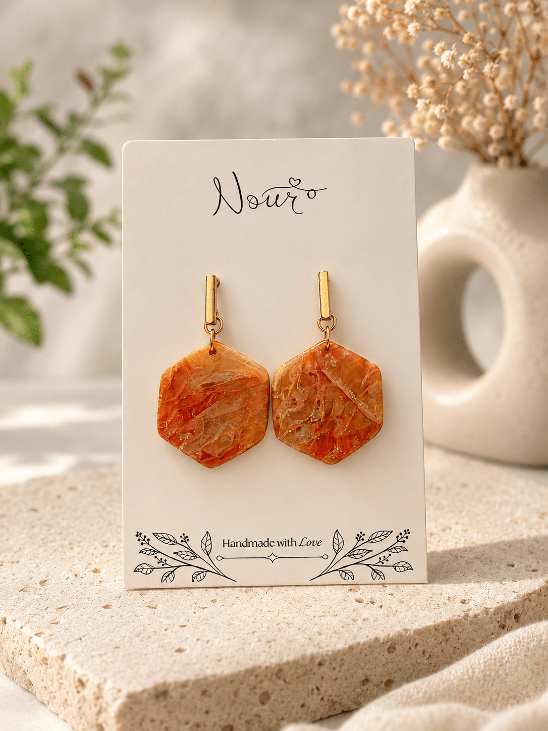 Autumn Amber - Handmade Polymer Clay Earrings