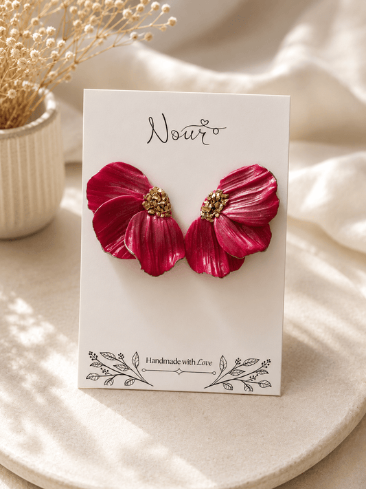 Fushia Petals - Handmade Polymer Clay Earrings