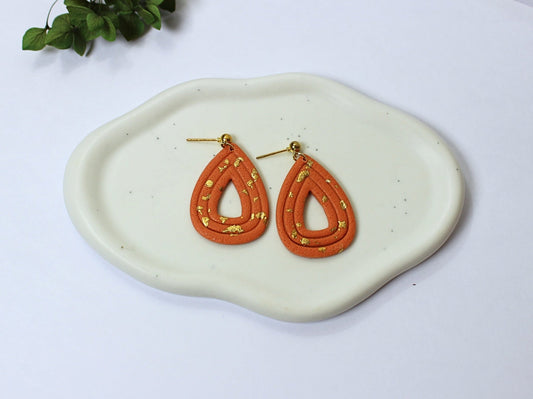Golden Ember - Handmade Polymer Clay Earrings