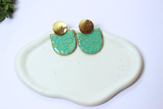 Golden Petal - Handmade Polymer Clay Earrings