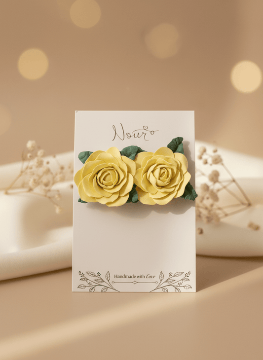 Golden Rose - Handmade Polymer Clay Earrings