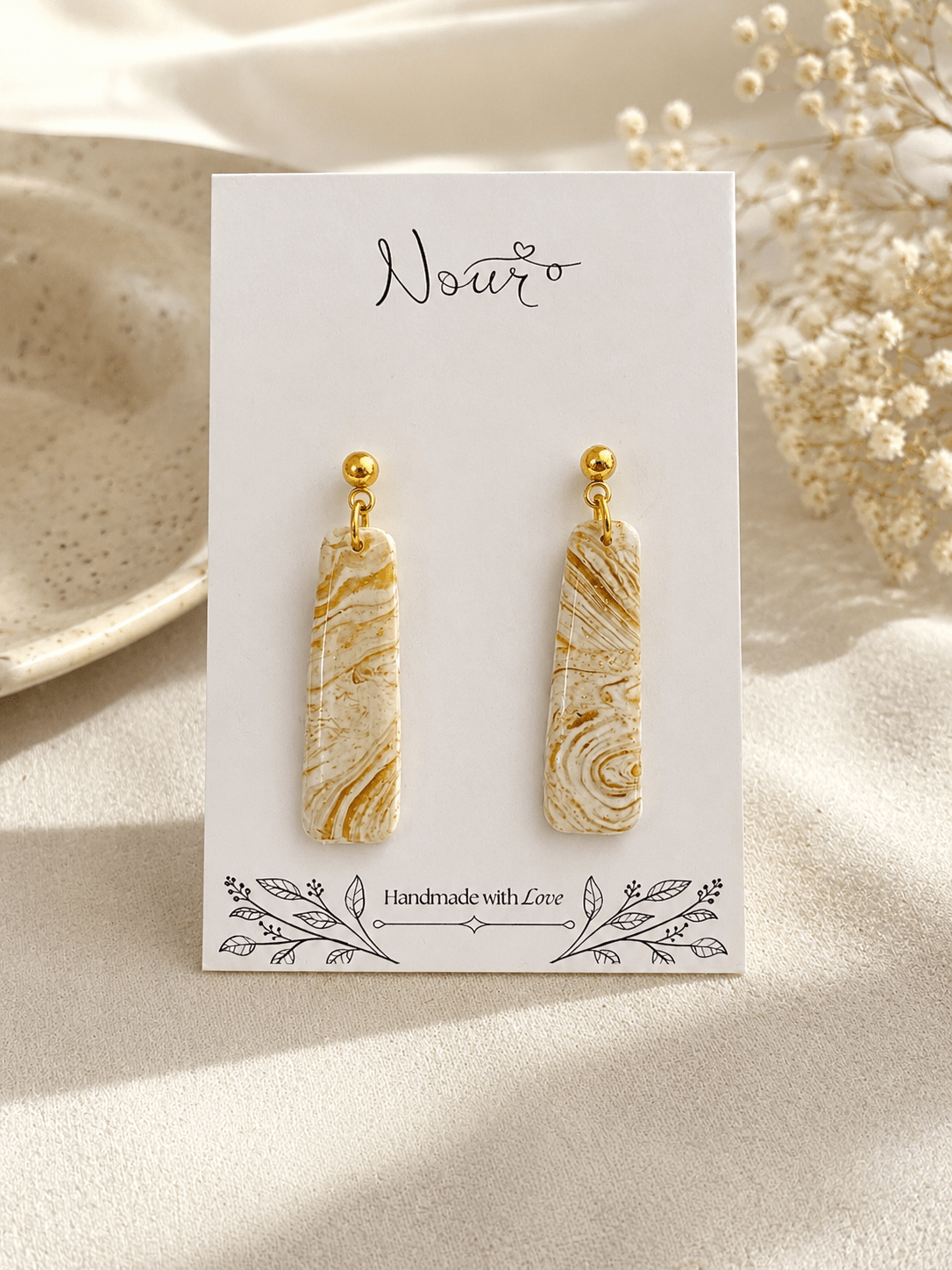 Ivory - Handmade Polymer Clay Earrings