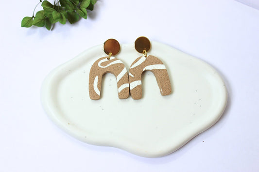 Mocha Marble - Handmade Polymer Clay Earrings