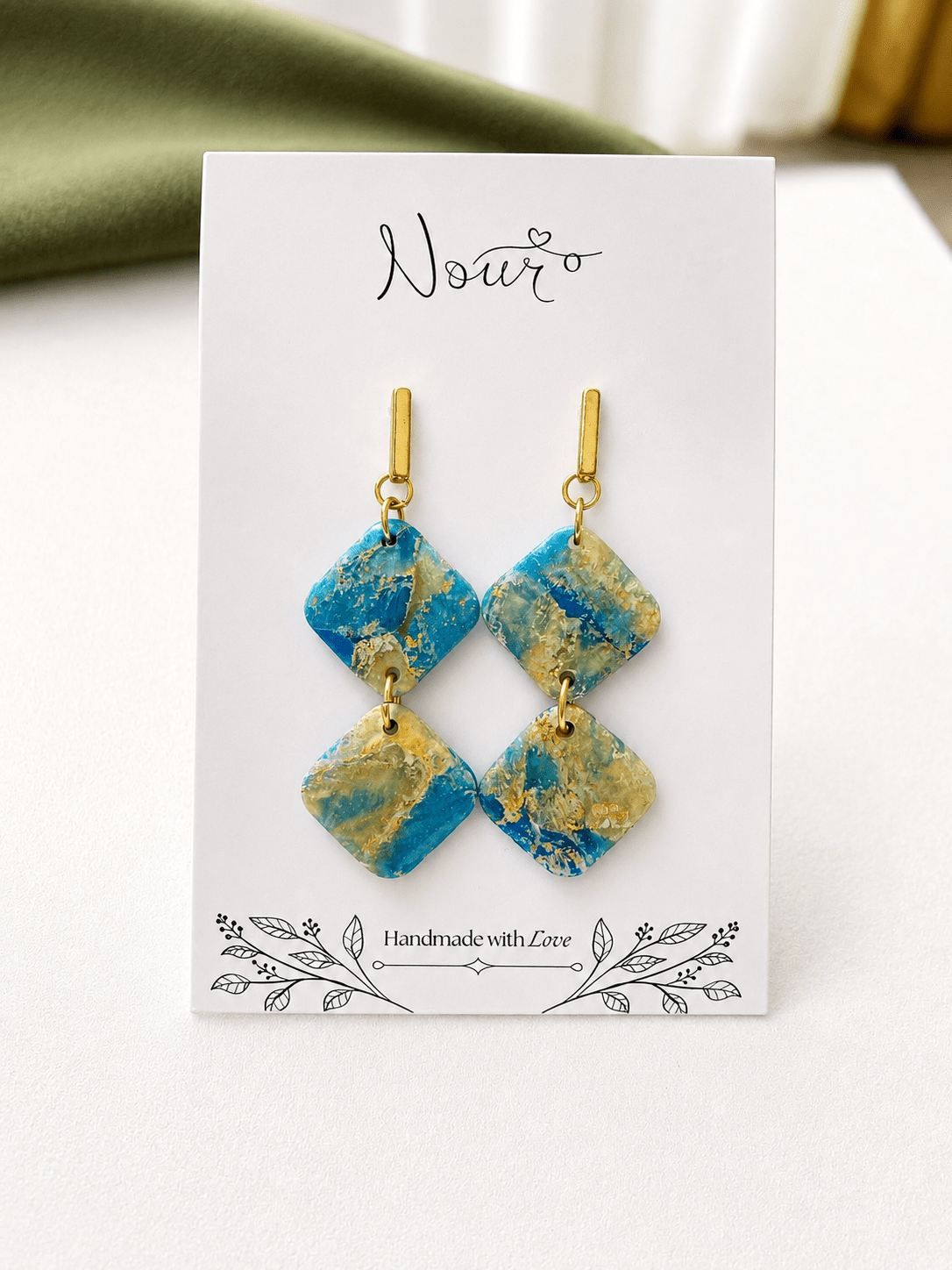 Ocean Splash 2 - Handmade Polymer Clay Earrings