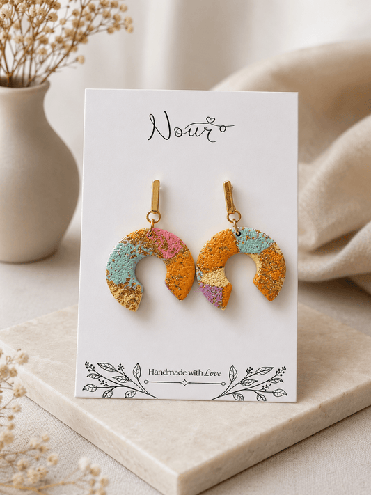 Pastel Mosiac - Handmade Polymer Clay Earrings
