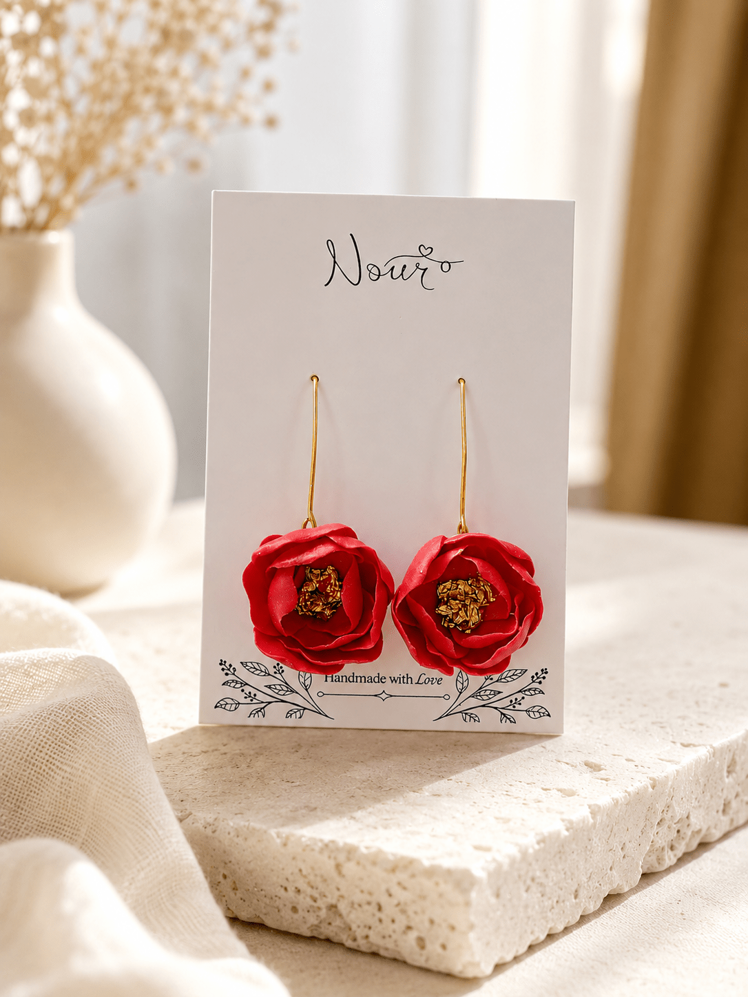 Rose Drop - Handmade Polymer Clay Earrings