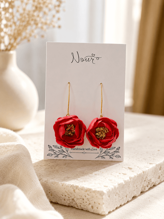Rose Drop - Handmade Polymer Clay Earrings