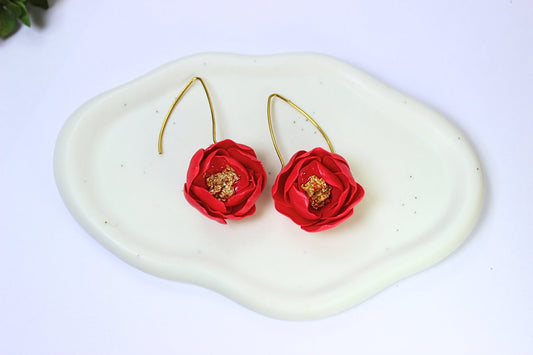 Ruby Bloom - Handmade Polymer Clay Earrings
