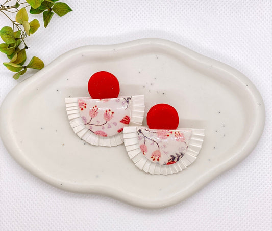 Scarlet Bloom - Handmade Polymer Clay Earrings