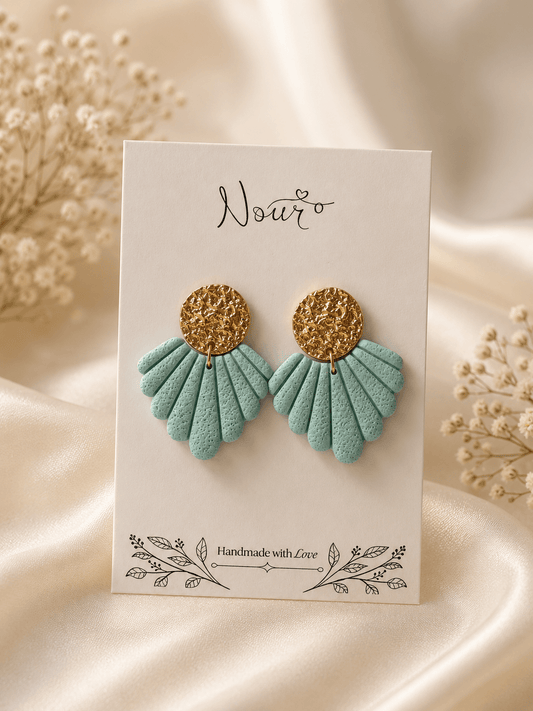 SeaFoam shell - Handmade Polymer Clay Earrings
